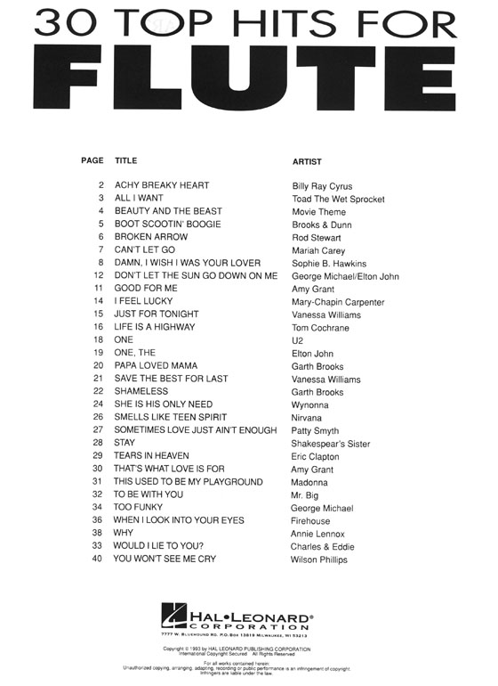 30 Top Hits for Flute 30 Top Hits for Flute