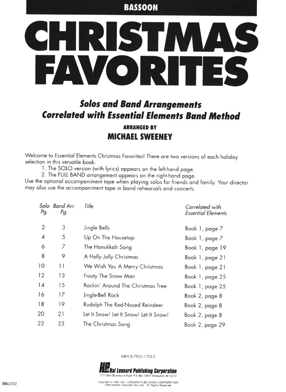 Essential Elements【Christmas Favorites】Bassoon Essential Elements【Christmas Favorites】Bassoon