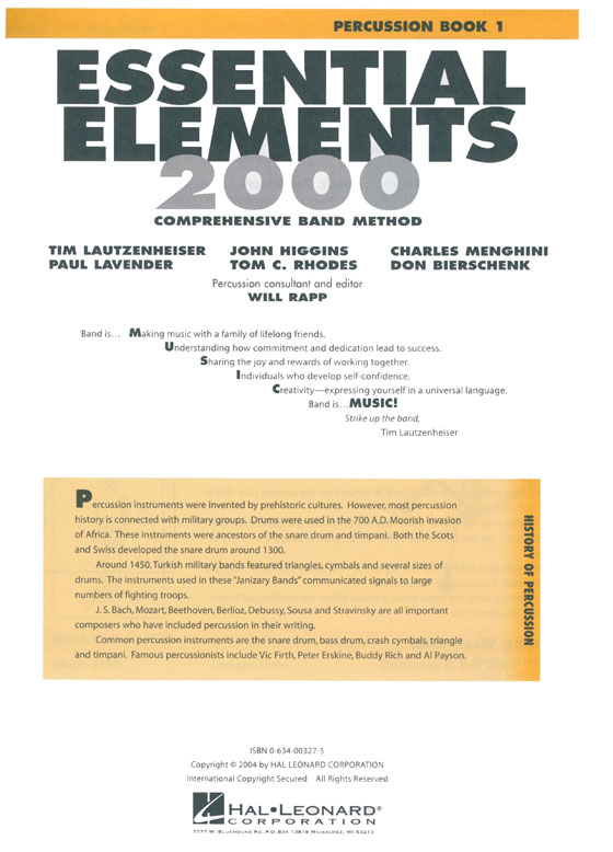 Essential Elements 2000 - Percussion Book 1【CD+DVD】