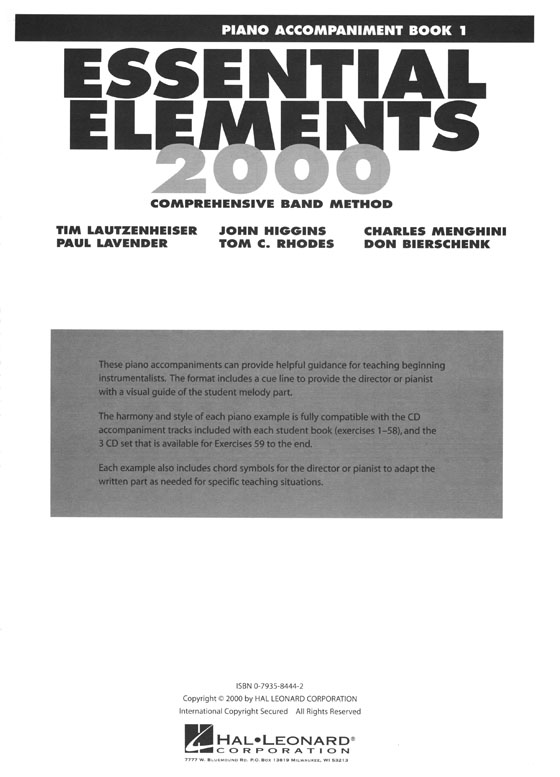 Essential Elements 2000 - Piano Accompaniment Book 1