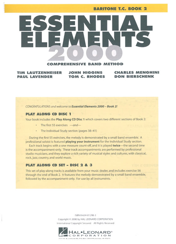 Essential Elements 2000 - Baritone T.C. Book 2