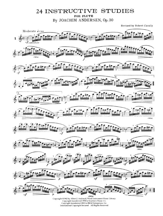 Joachim Andersen Twenty - Four Instructive Studies for Flute, Opus 30