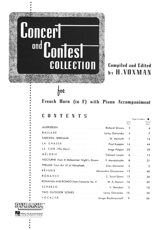 Concert and Contest Collection for French Horn with Piano Accompaniment