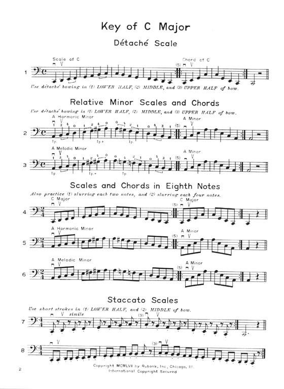 Intermediate Scales and Bowings for Strings Cello