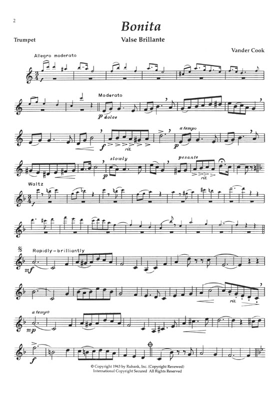 Rubank Book of Trumpet Solos Intermediate Level with Piano Accompaniment