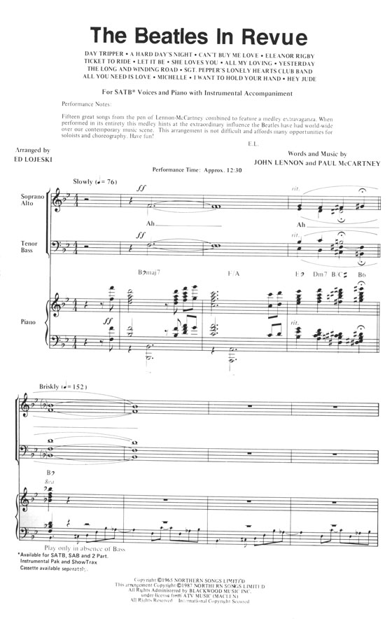 The Beatles in Revue【A Medley Featuring 15 Classics】SATB