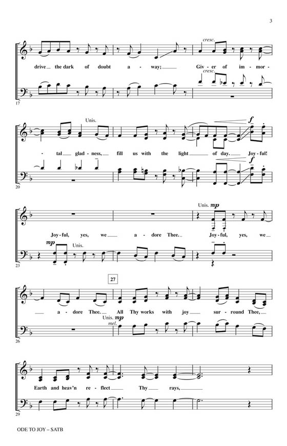 Beethoven【Ode to Joy】SATB opt. a Cappella