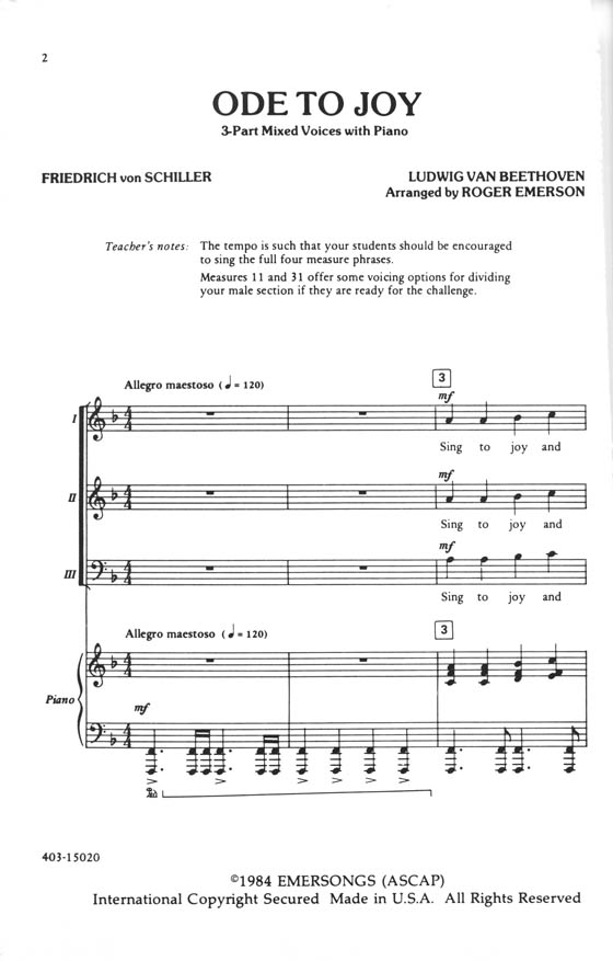 Beethoven【Ode to Joy】3 Part Mixed Beethoven【Ode to Joy】3 Part Mixed