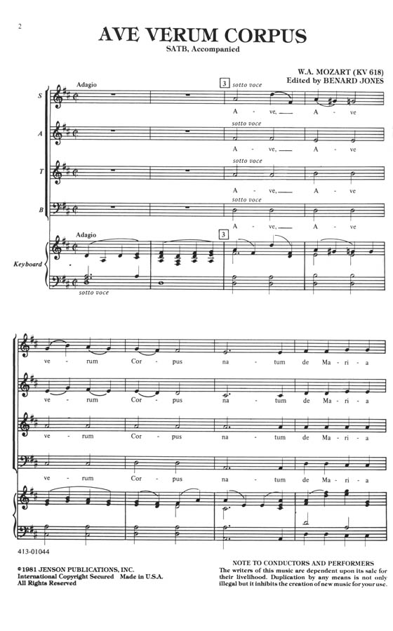 W. A. Mozart【Ave Verum Corpus】SATB