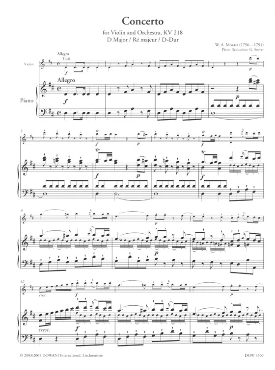 Mozart Concerto for Violin and Orchestra, KV 218 D Major