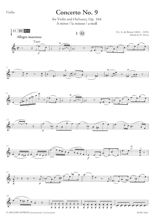Ch. A. de Bériot Concerto No. 9 for Violin and Orchestra, Op. 104 A minor