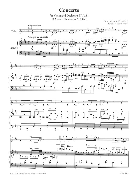 Mozart Concerto for Violin and Orchestra , KV 211 in D Major