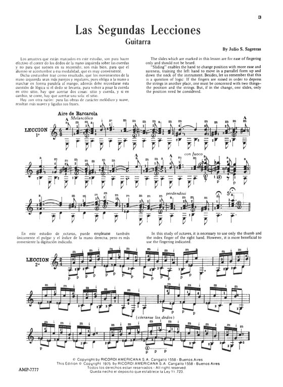 Julio S. Sagreras Second Lesson for Guitar Volume 2