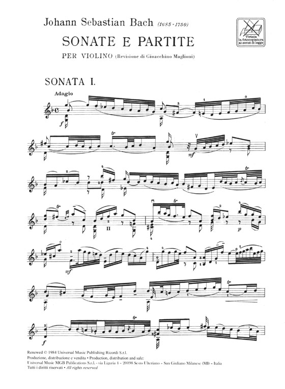 Bach Sonate e Partite Per Violino (Maglioni)