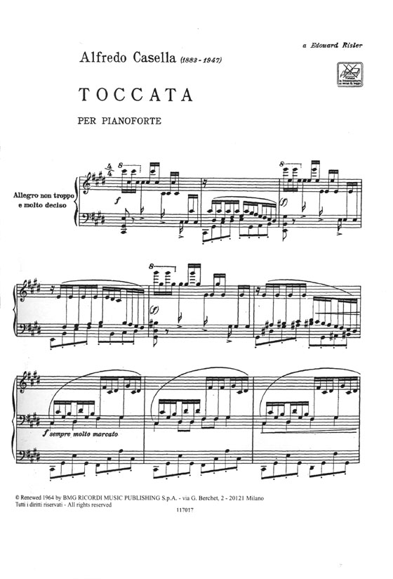 Alfredo Casella Toccata per Pianoforte