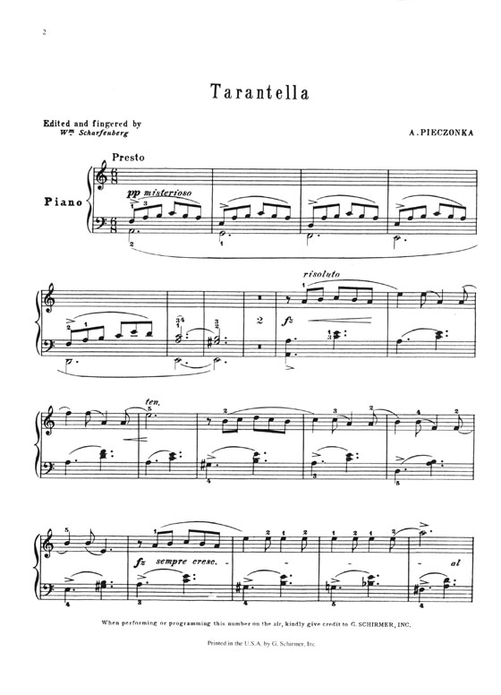 Pieczonka Tarantella in A minor for Piano