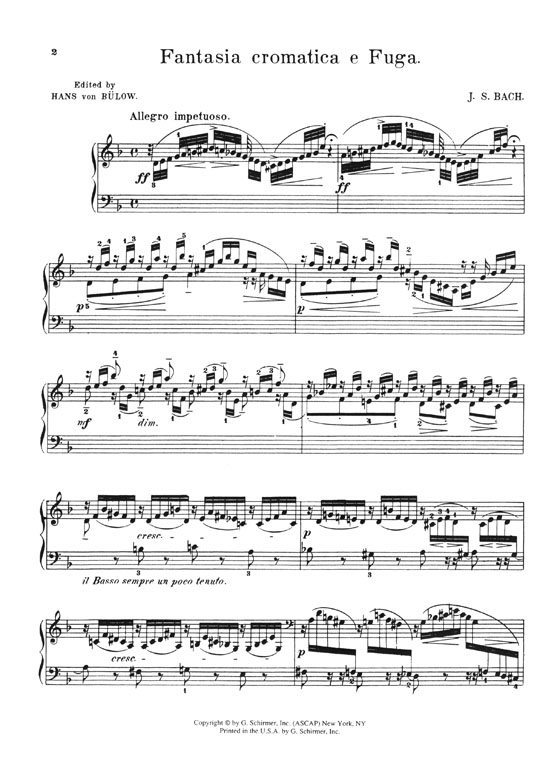 Bach Fantasia Cromatica e Fuga (Chromatic Fantasy and Fugue) for Piano