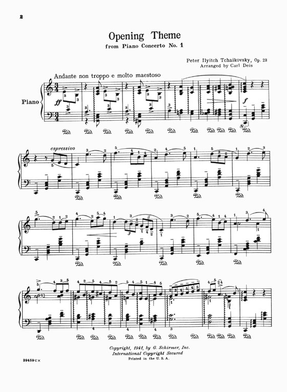Tchaikovsky Opening Theme(Piano Concerto No. 1) Arranged by Carl Deis for the Piano Tchaikovsky Opening Theme(Piano Concerto No. 1) Arranged by Carl Deis for the Piano