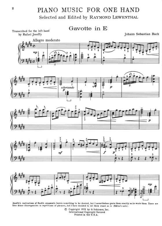 Piano Music for One Hand by Raymond Lewenthal Piano Music for One Hand by Raymond Lewenthal