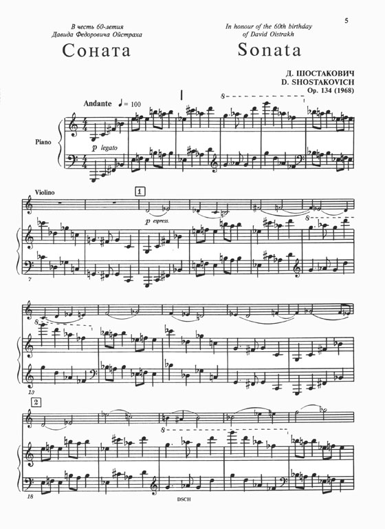 Shostakovich Sonata for Violin and Piano Op.134