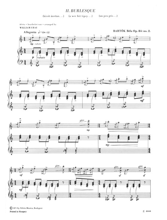 Bartók Ⅱ. Burlesque Per Violino e Pianoforte
