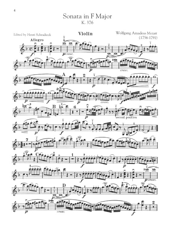 Mozart Sonata in F Major, K. 376 for Violin and Piano