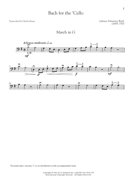 Bach for the Cello - Ten Pieces in the first Position Book／Audio