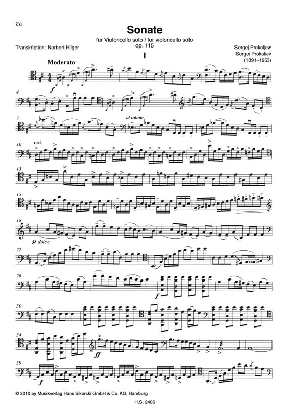 Sergei Prokofiev【Sonata Op. 115】(Norbert Hilgerfor) Violoncello Solo Sergei Prokofiev【Sonata Op. 115】(Norbert Hilgerfor) Violoncello Solo