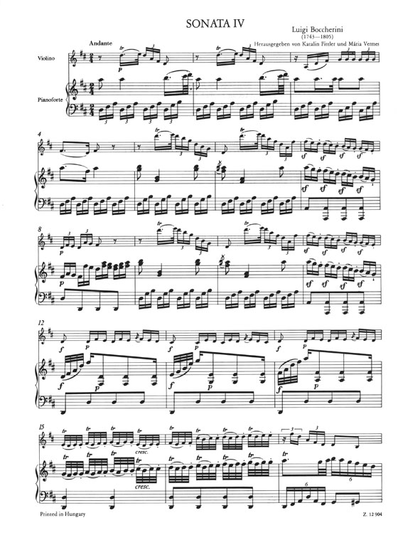Boccherini 6 Sonate per Violino e Pianoforte Op. 5 【Ⅱ】