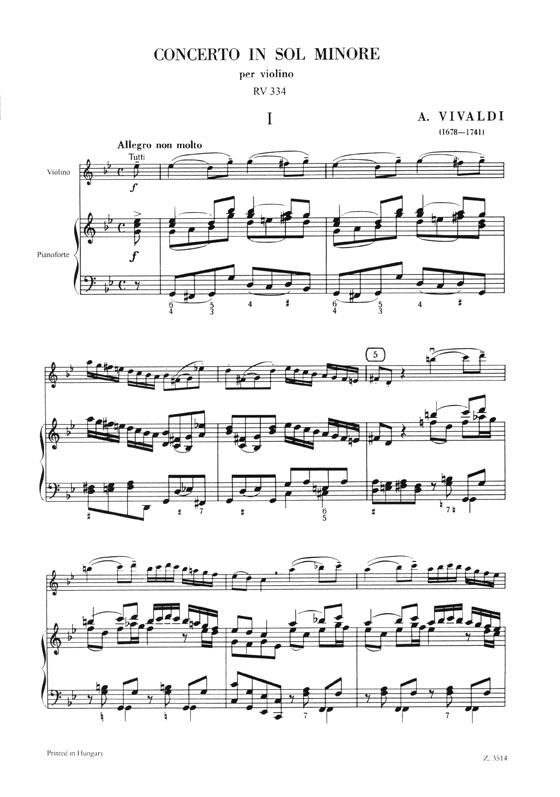 Vivaldi Concerto in Sol Minore RV 334 per Violino e Pianoforte  (Országh-Nagy)