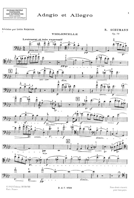 Schumann Adagio et Allegro Opus 70 pour Piano & Cor en Fa, ou Violoncelle