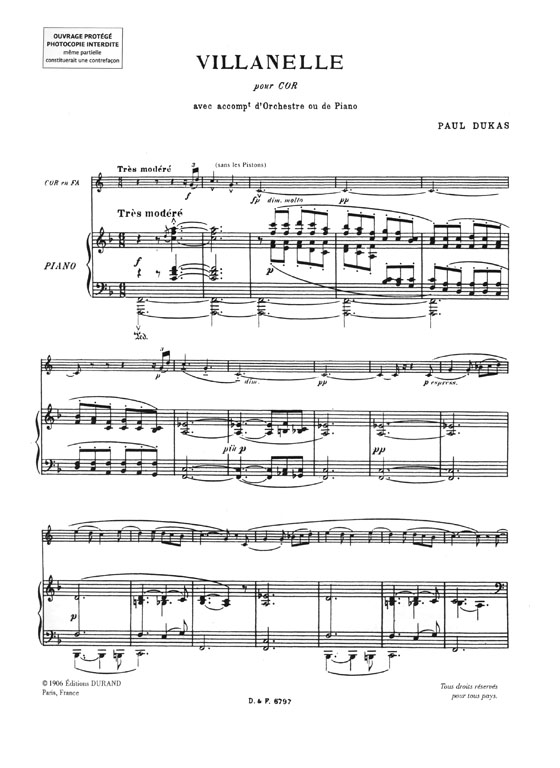 Paul Dukas Villanelle pour Cor & Piano
