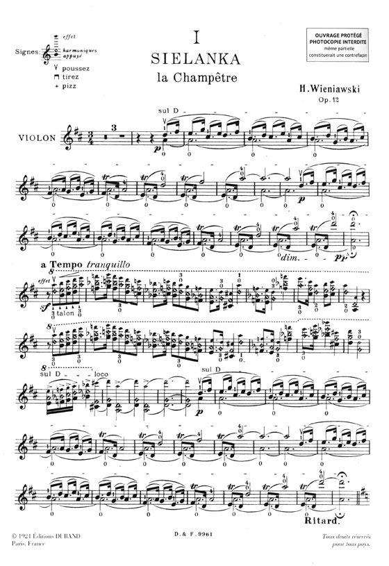 Henryk Wieniawski Mazurkas Opus 12 et 19 pour Violon & Piano