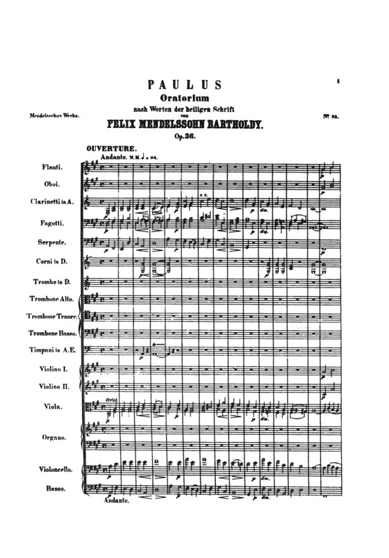 Mendelssohn Saint Paul An Oratorio Opus 36 Miniature Score