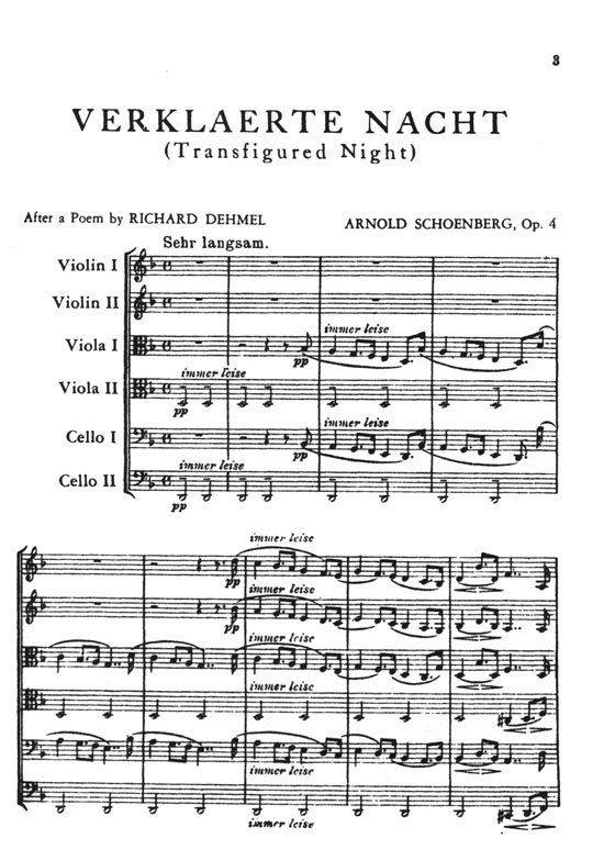 Schoenberg Verkläerte Nacht , Opus 4 Sextet Miniature Score Schoenberg Verkläerte Nacht , Opus 4 Sextet Miniature Score