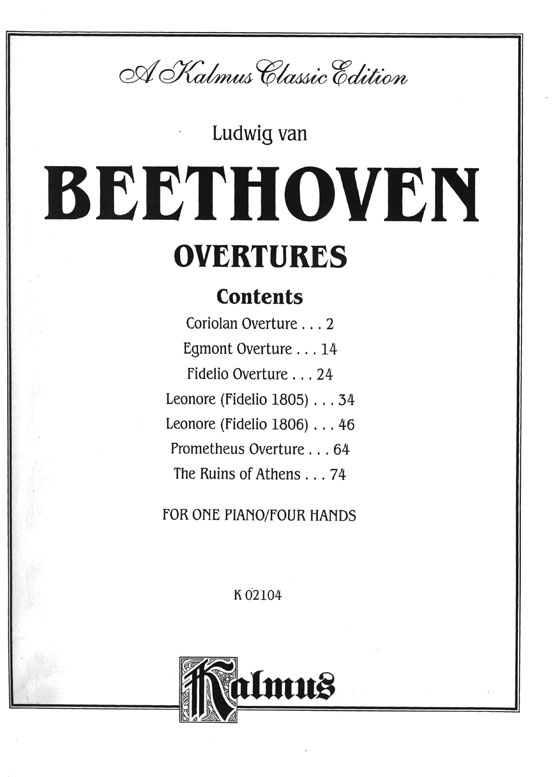 Beethoven Overtures for One Piano Four Hands