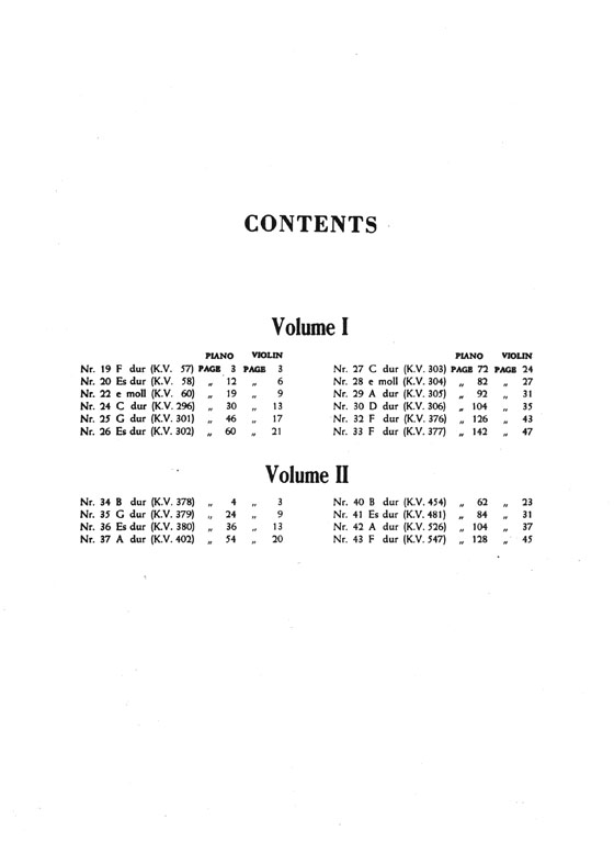 Mozart Twenty Sonatas Volume Ⅱ for Violin and Piano