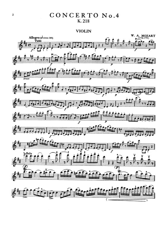 Mozart Concerto No. 4 in D Major for Violin and Piano K 218