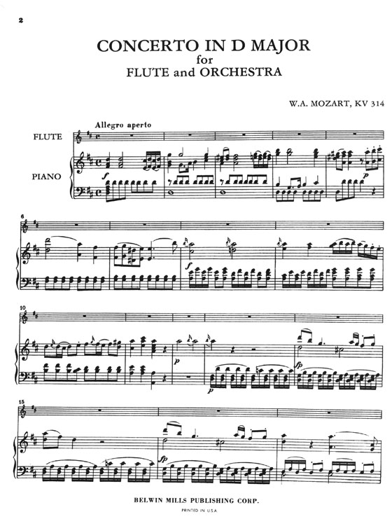 Mozart Concerto No. 2 in D Major K. 314 for Flute and Piano