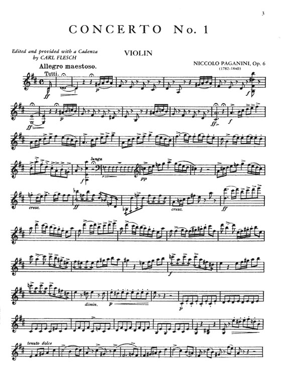 Paganini Violin Concerto No. 1 Opus 6 for Violin and Piano