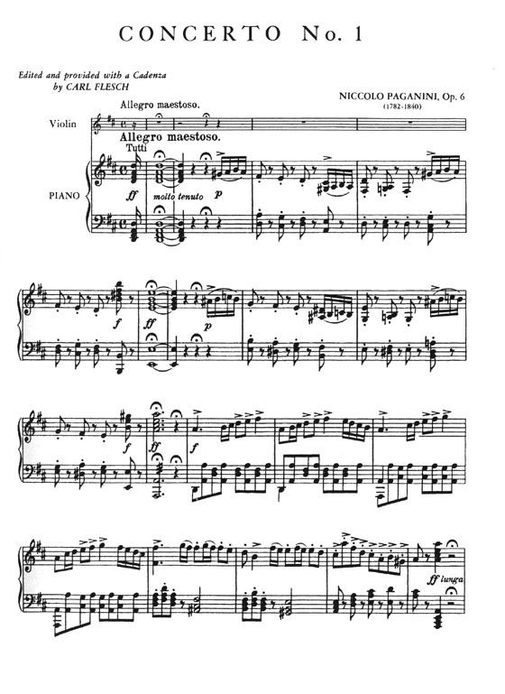 Paganini Violin Concerto No. 1 Opus 6 for Violin and Piano