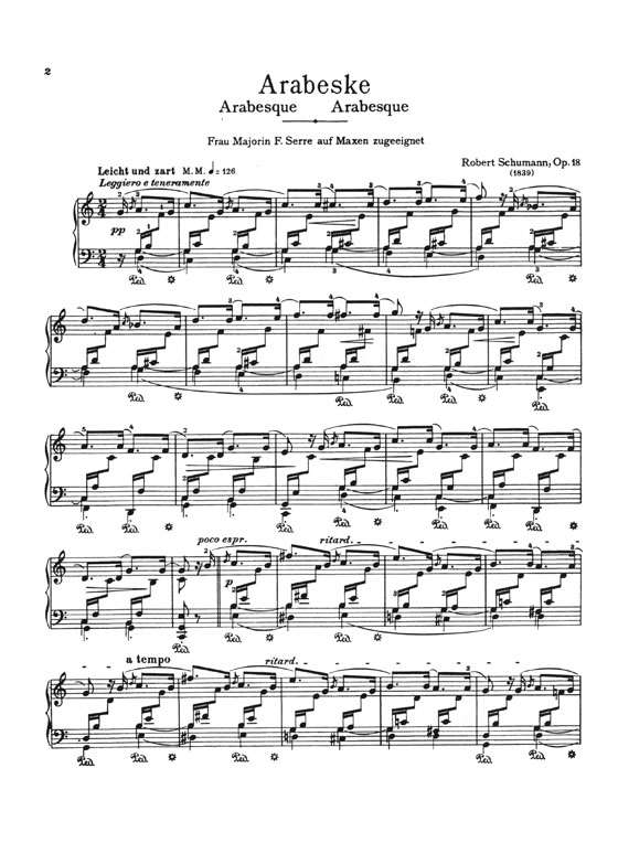 Schumann Arabesque Opus 18 for Piano