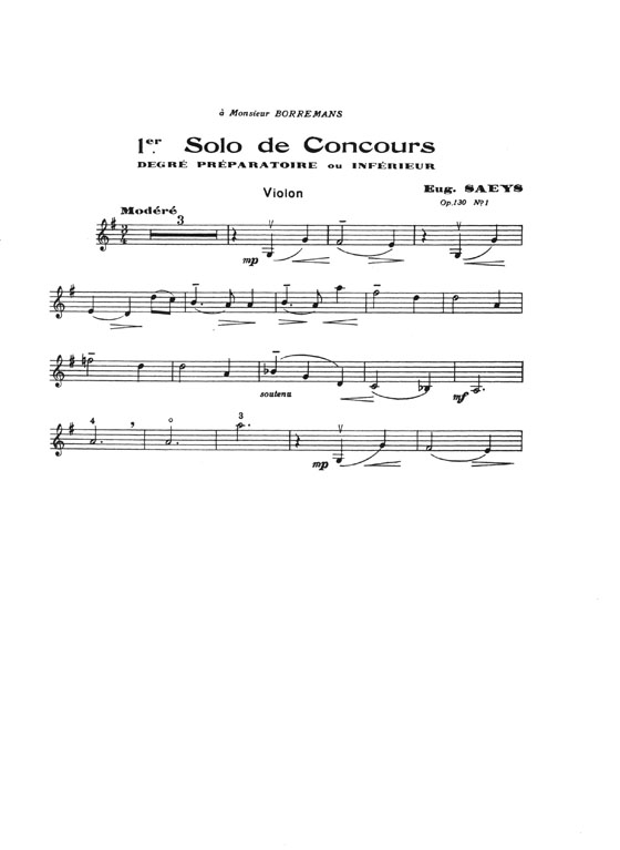 Eugène Saeys Deux Solos de Concours Opus 130 Urtext Edition for Violin and Piano