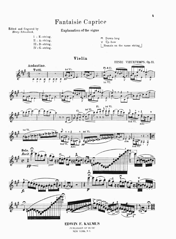 Vieuxtemps Fantaisie - Caprice Opus 11 for Violin and Piano