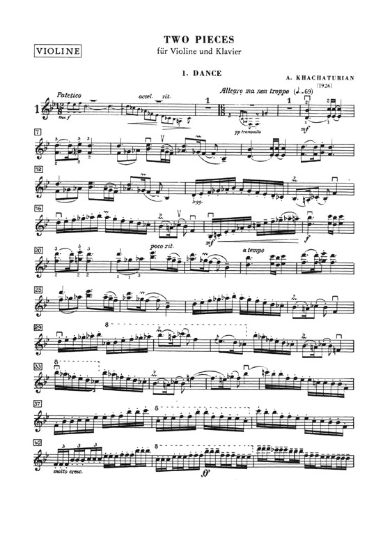 Khachaturian Two Pieces for Violin and Piano