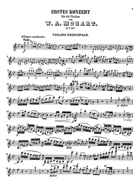 Mozart Concerto No. 1 in B♭ Major K. 207 for Violin and Piano