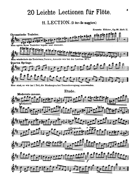 Köhler【Twenty Easy Melodic Progressive Exercises , Opus 93】 for Flute ,  Book 2