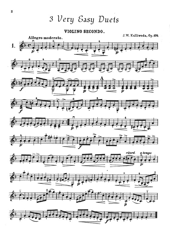 Kalliwoda Three Very Easy Duets Opus 179 for Two Violins