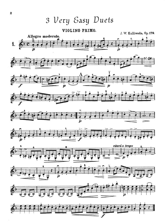 Kalliwoda Three Very Easy Duets Opus 179 for Two Violins