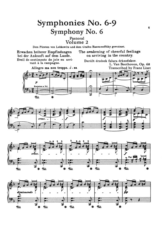 Beethoven Symphonies Volume Ⅱ, Nos. 6-9 Transcribed by Franz Liszt for Piano